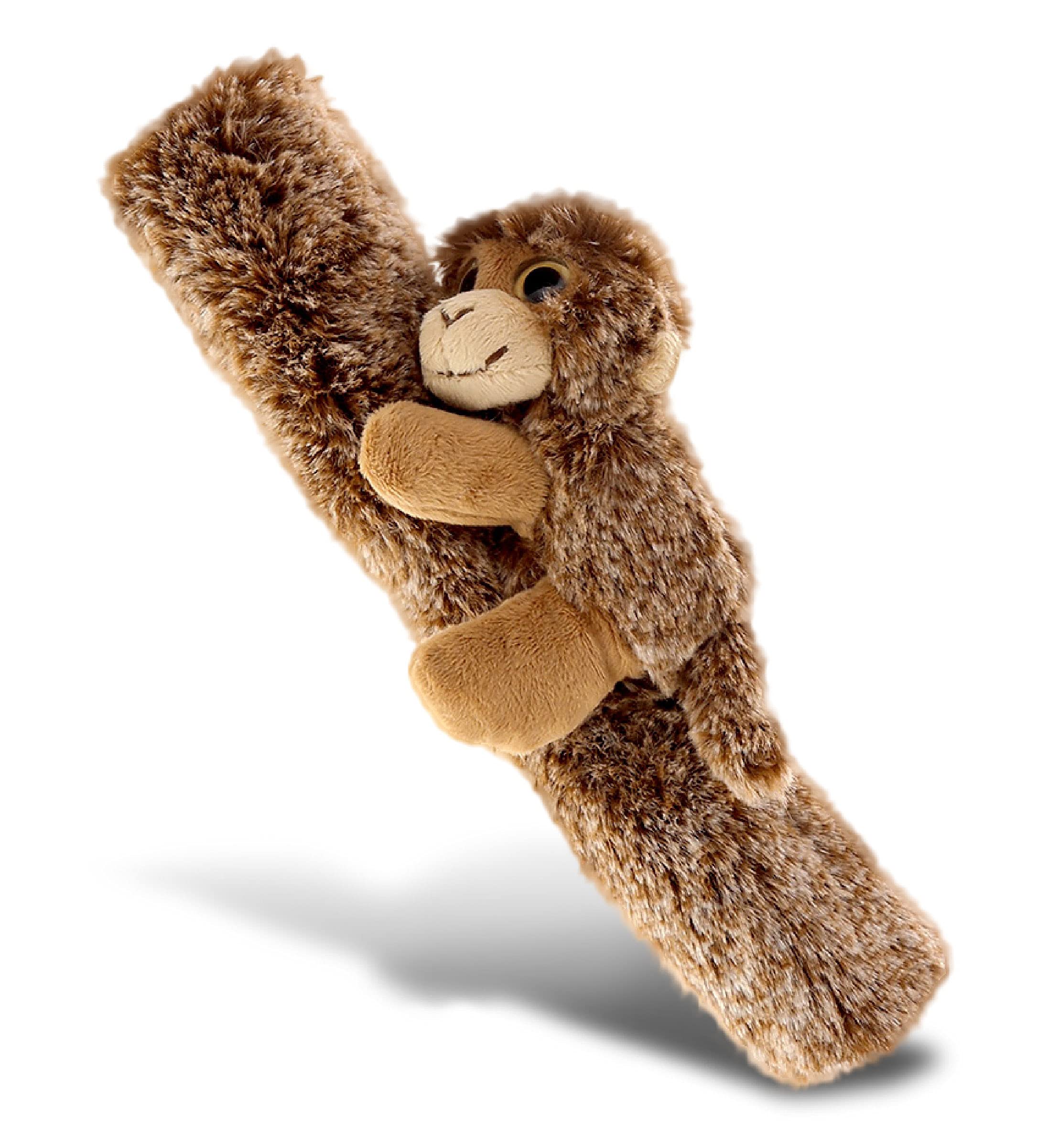 DolliBu brown monkey seatbelt cover front view showing plush padding for comfy rides