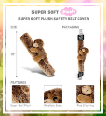 DolliBu brown monkey seatbelt cover in-car use demonstrates travel-friendly comfort