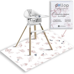 Dollop Food Catcher Mat under highchair provides full coverage to keep floors clean