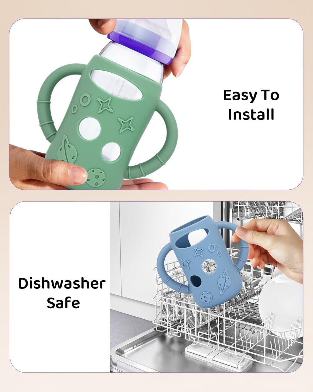 Dolreme baby-grip-practice sleeve helps little hands learn holding bottles
