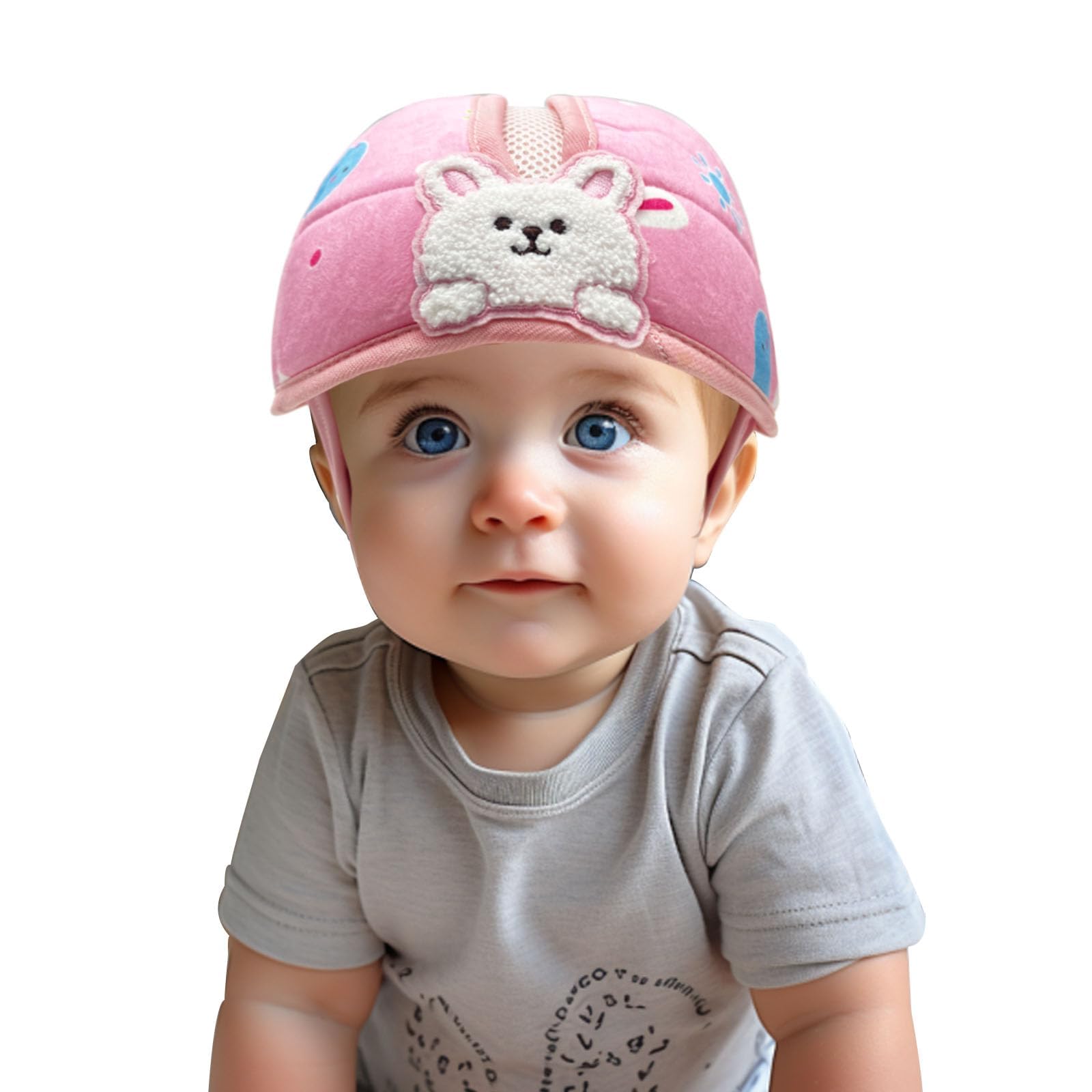 Domayllay Baby Helmet wide V-strap keeps chin comfortable.