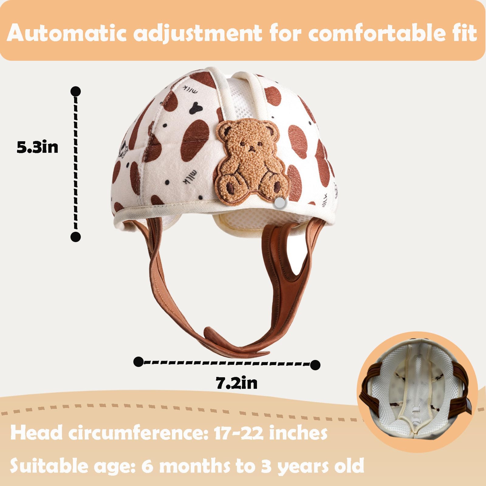 Domayllay Little Tiger helmet ventilation holes keep baby cool during playtime