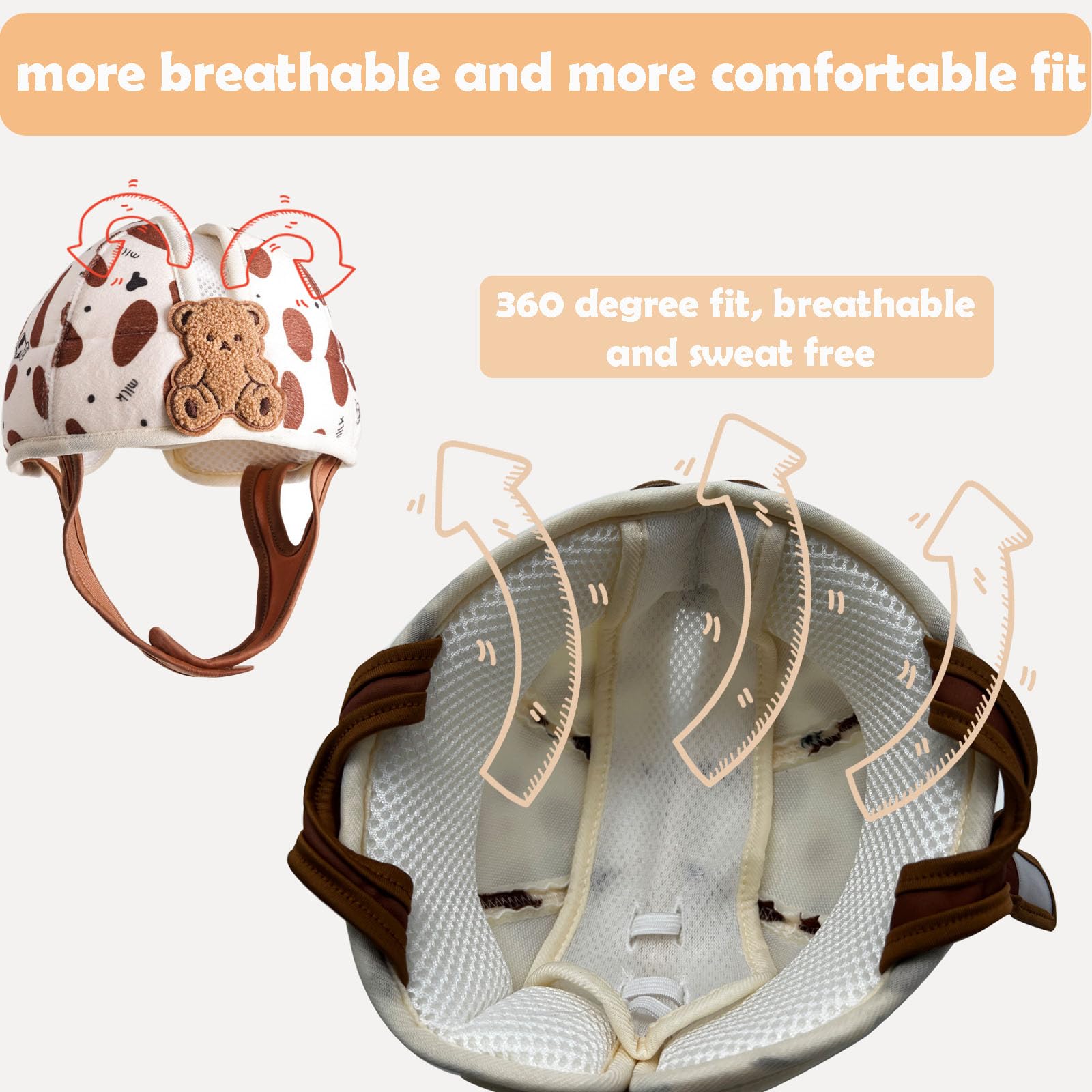 Domayllay Little Tiger helmet worn during crawling and walking supports safe exploration