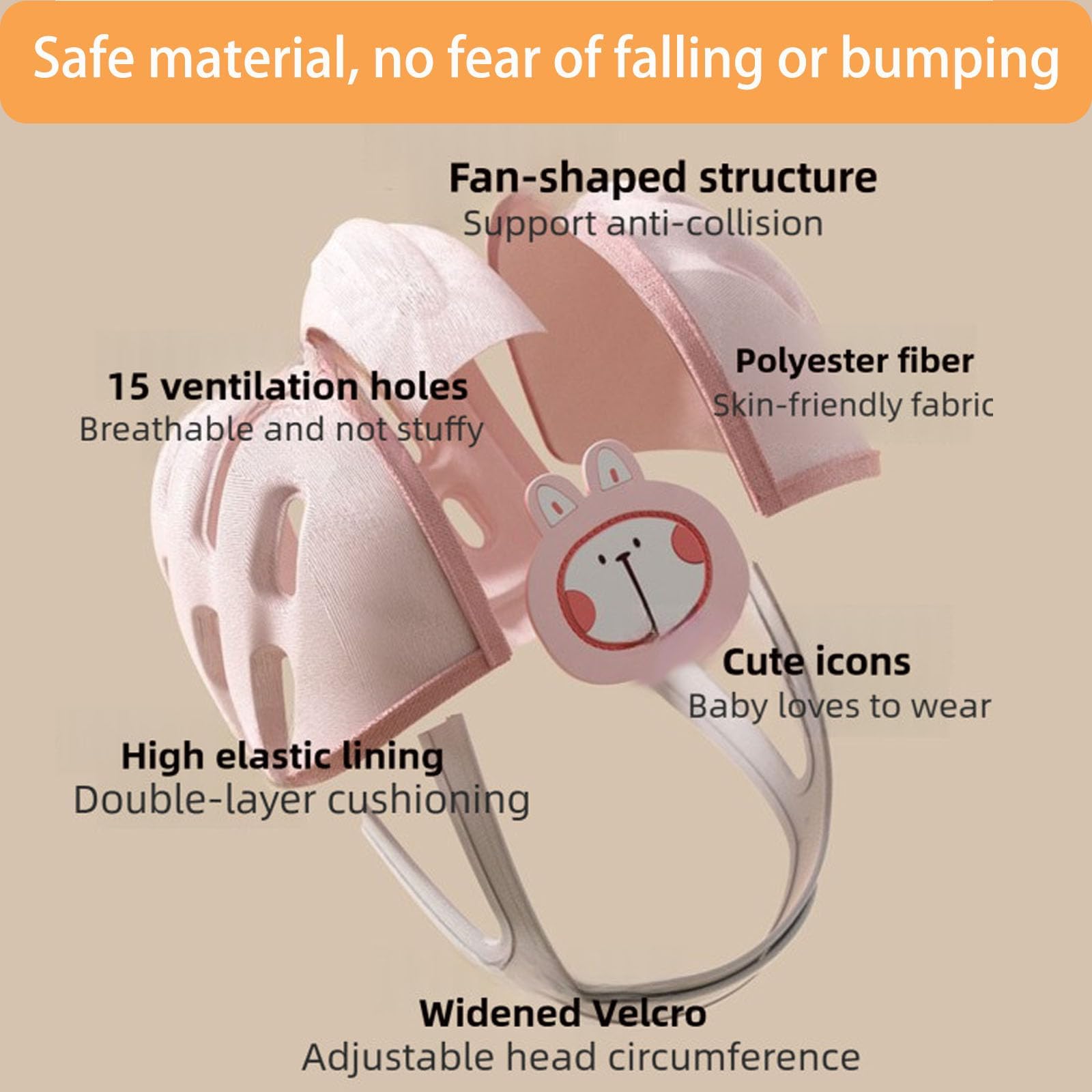 Domayllay Rabbit 2 helmet adjustable-straps view demonstrates secure fit for 1-2 year olds