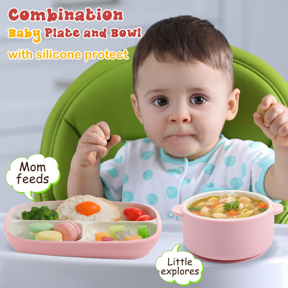 Domensi anti-slip silicone sleeve and suction bottom keep bowls steady