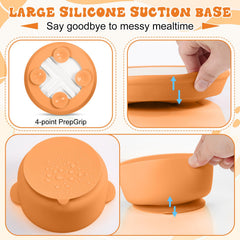 Domensi baby bowl with silicone sleeve for anti slip grip