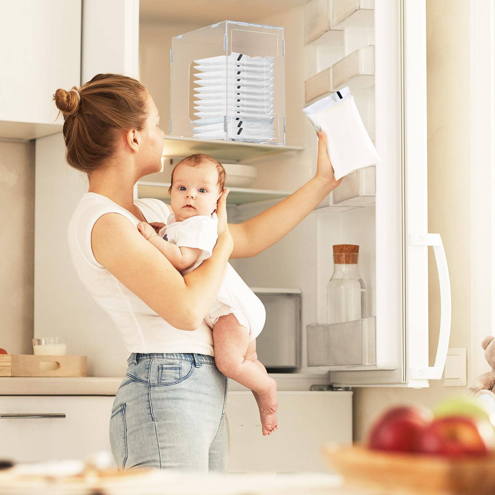 Domensi breast milk storage tower 4-pack, durable and reusable.