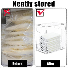 Domensi breast milk storage tower bottom pull-out simplifies removing bags.