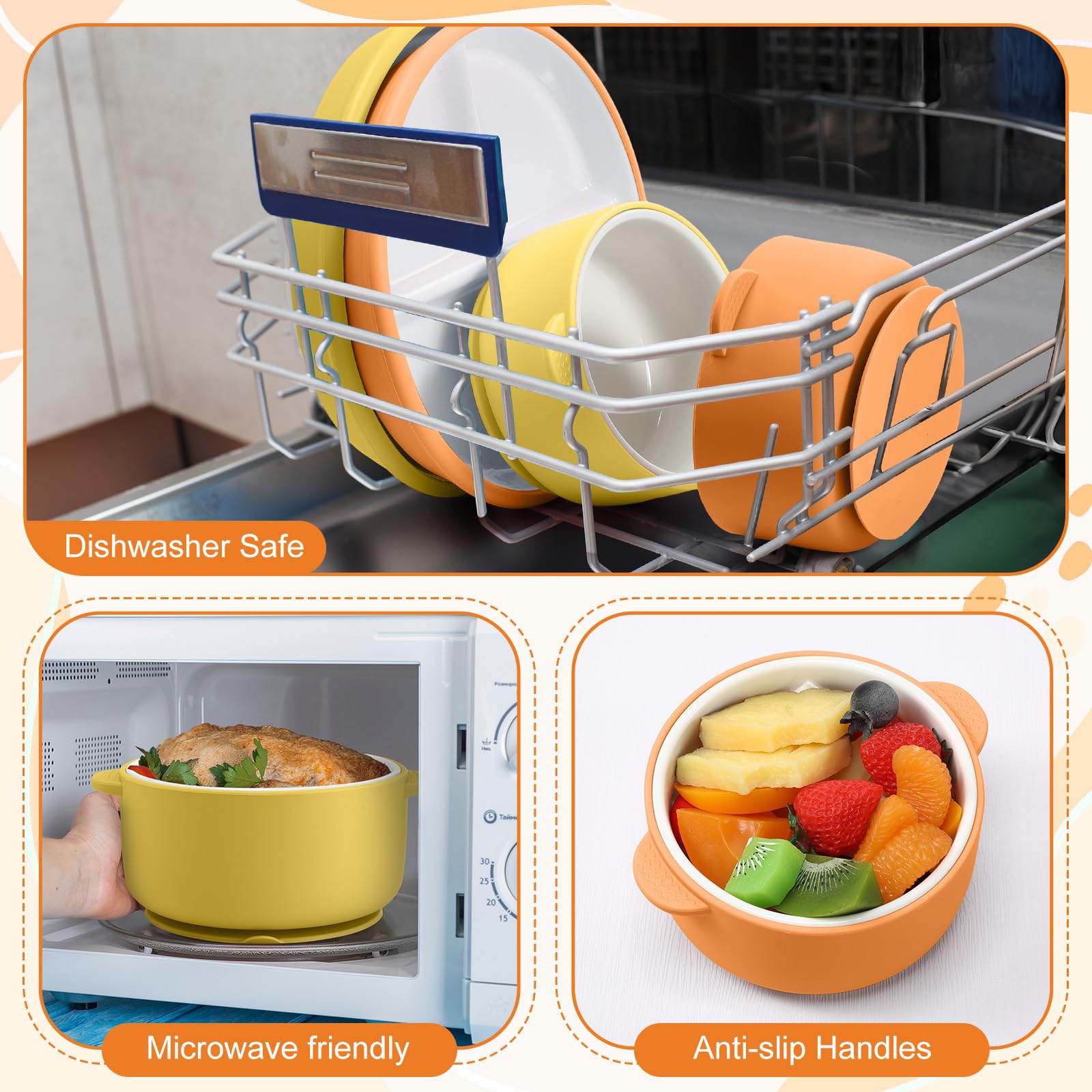 Domensi colorful orange and yellow set brightens kid mealtimes