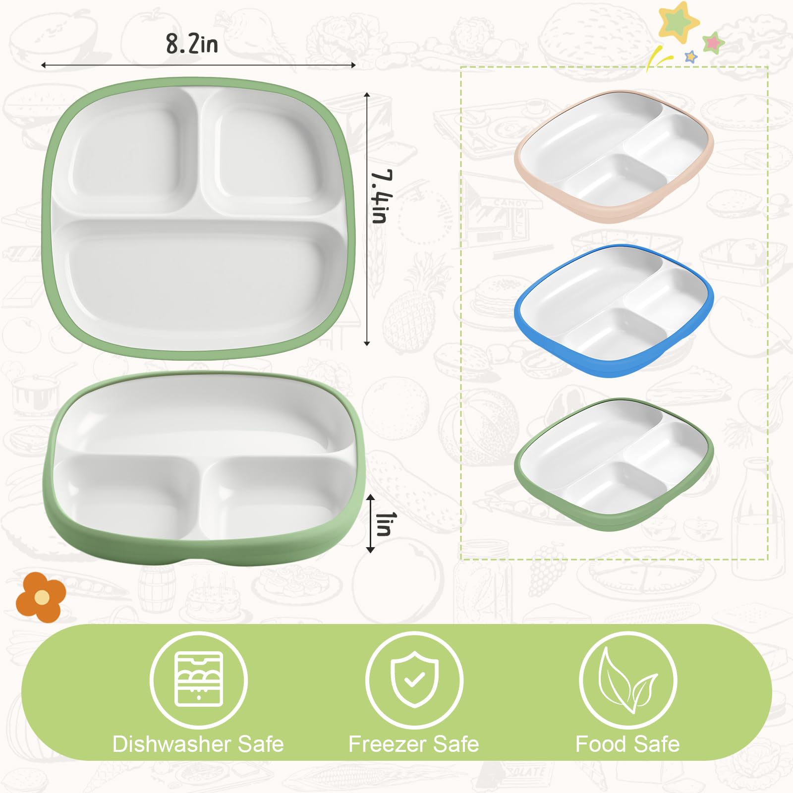 domensi divided-design multicolor plate aids independent eating
