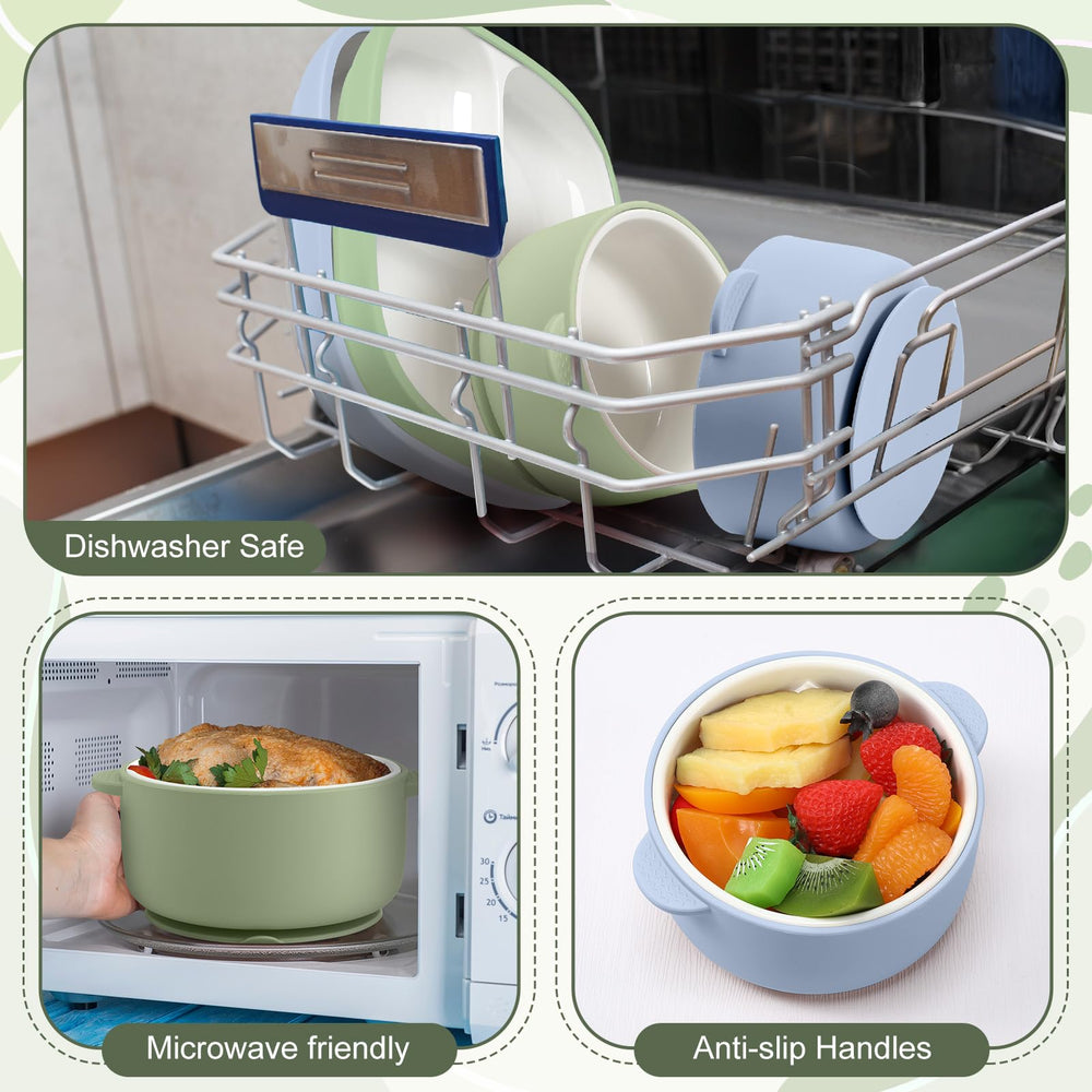 Domensi divided plate design supports separate compartments for balanced toddler meals.