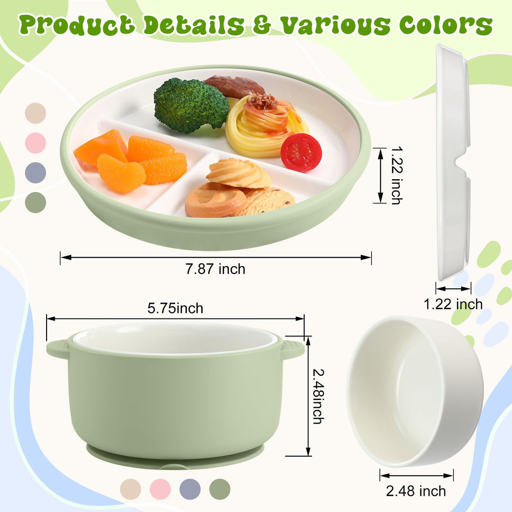 Domensi divided plate two-pack helps separate foods for toddlers.
