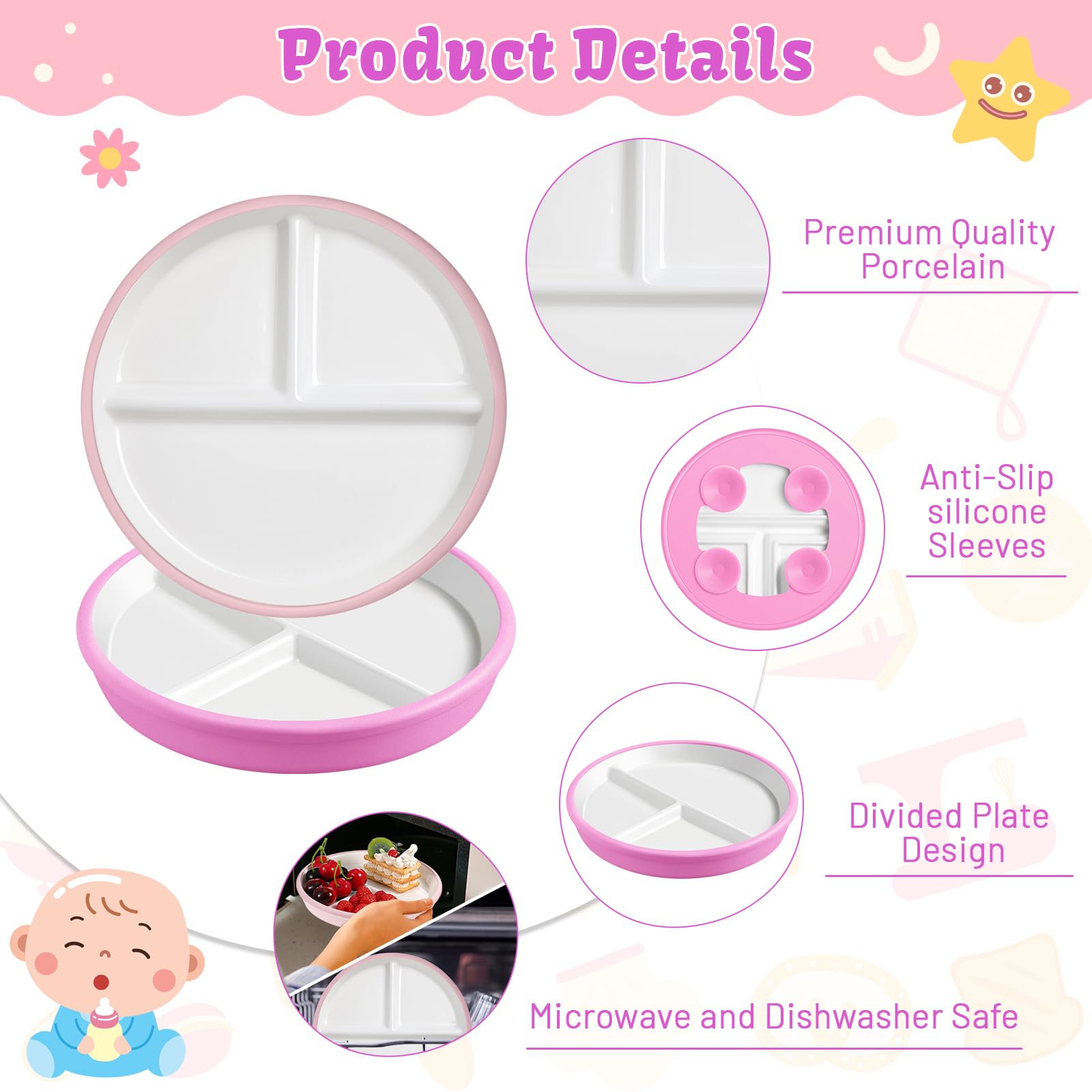 Domensi suction base keeps the plate from sliding during feeding