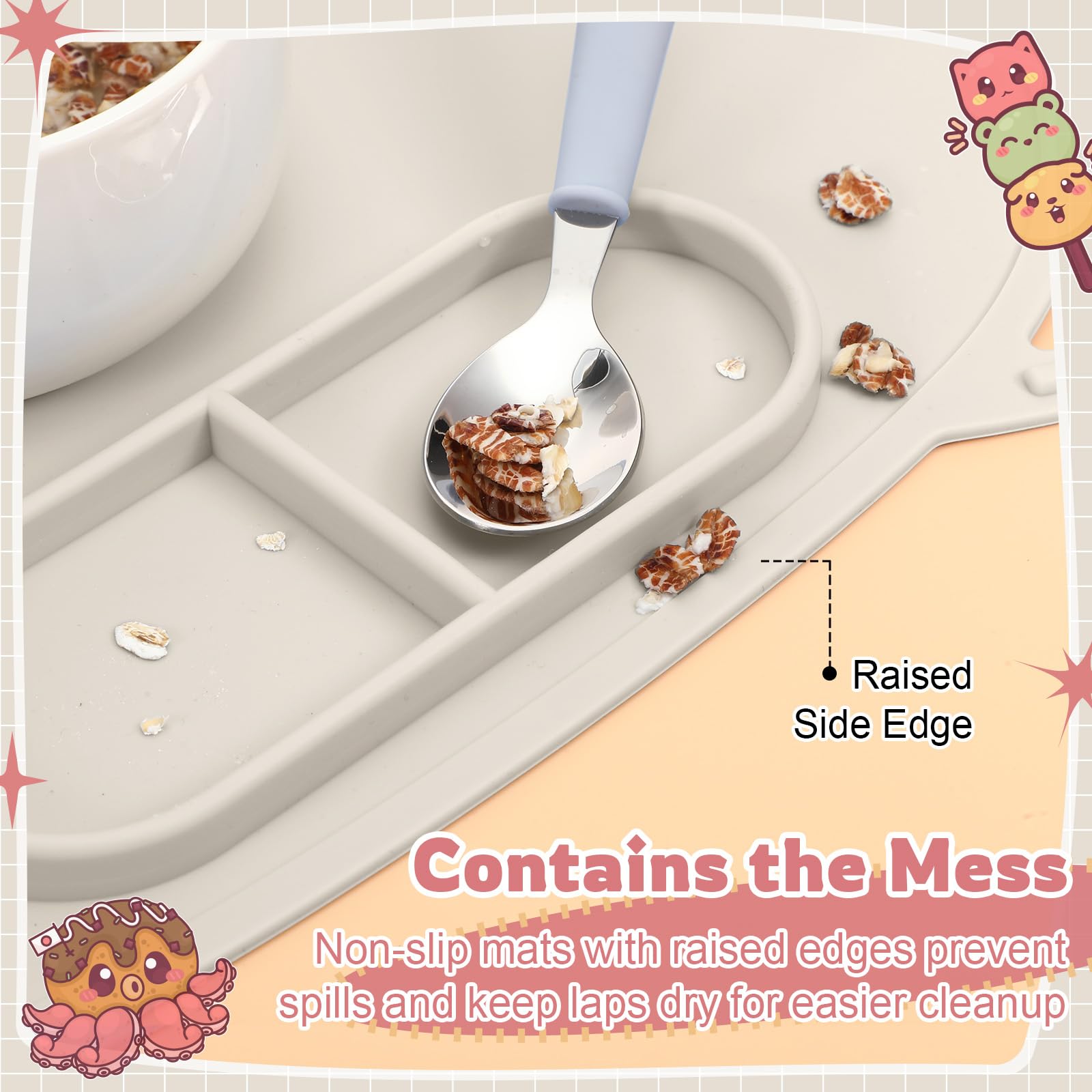 Domensi placemat setup for kids' mealtime and crafts.
