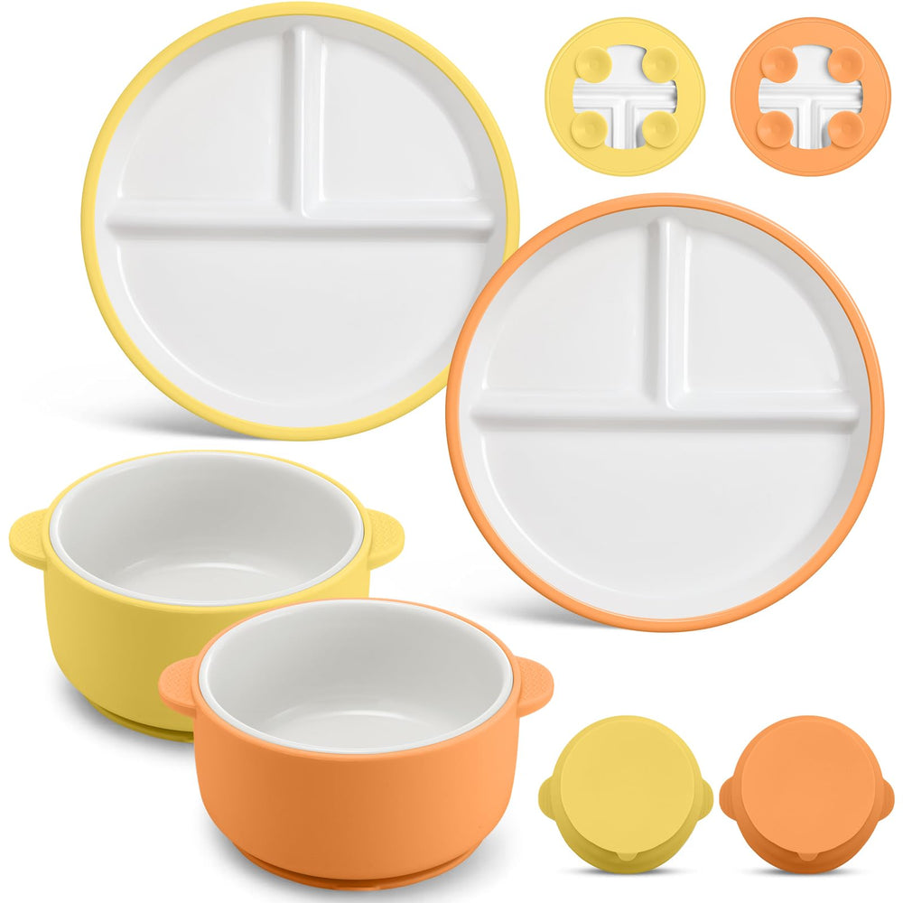 Domensi kids plates with suction design help prevent spills during meals