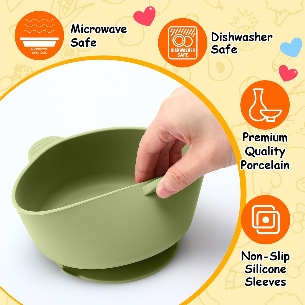 Domensi bowls with suction base prevent sliding and spills