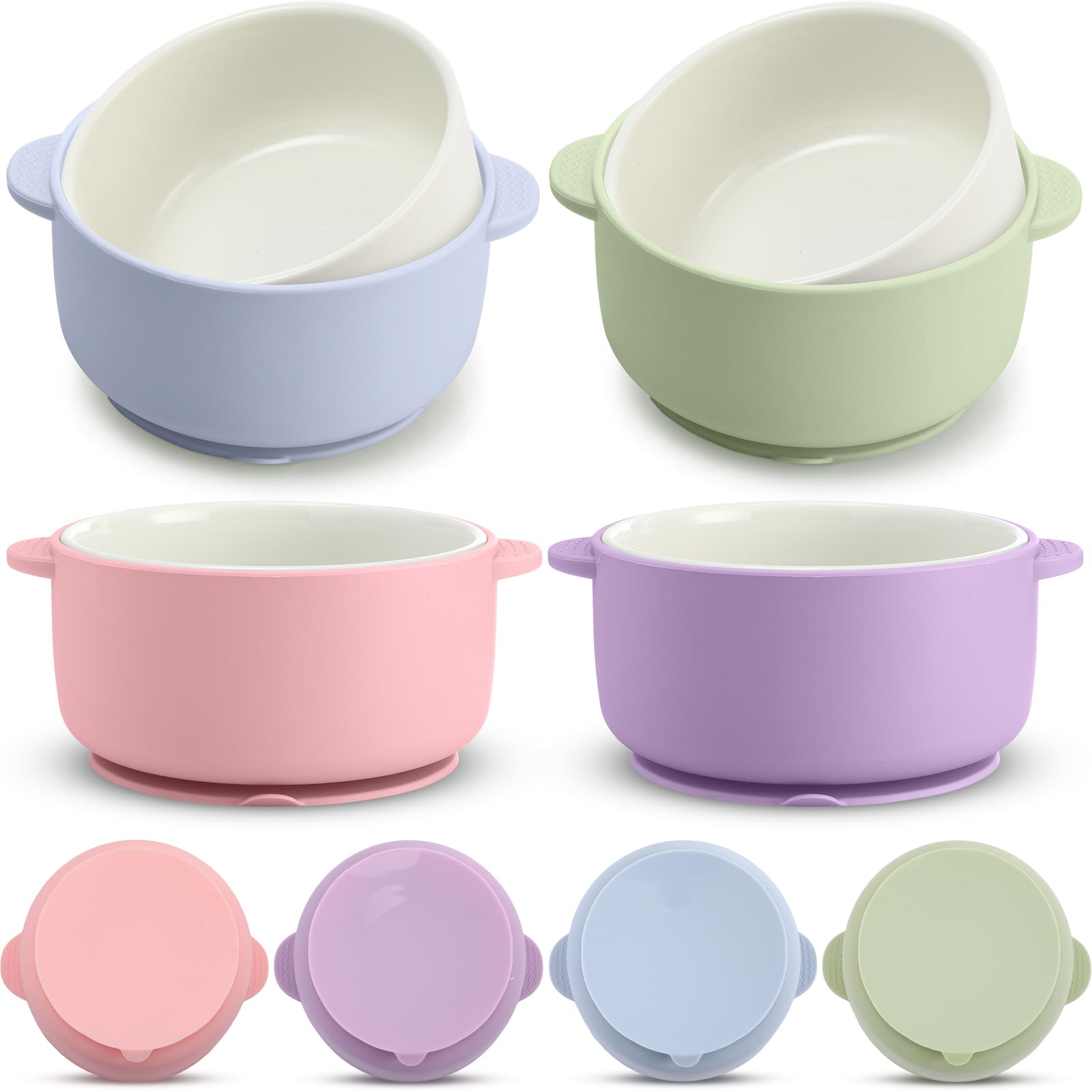 Domensi kids porcelain bowls with suction bottom provide stable meals for toddlers.