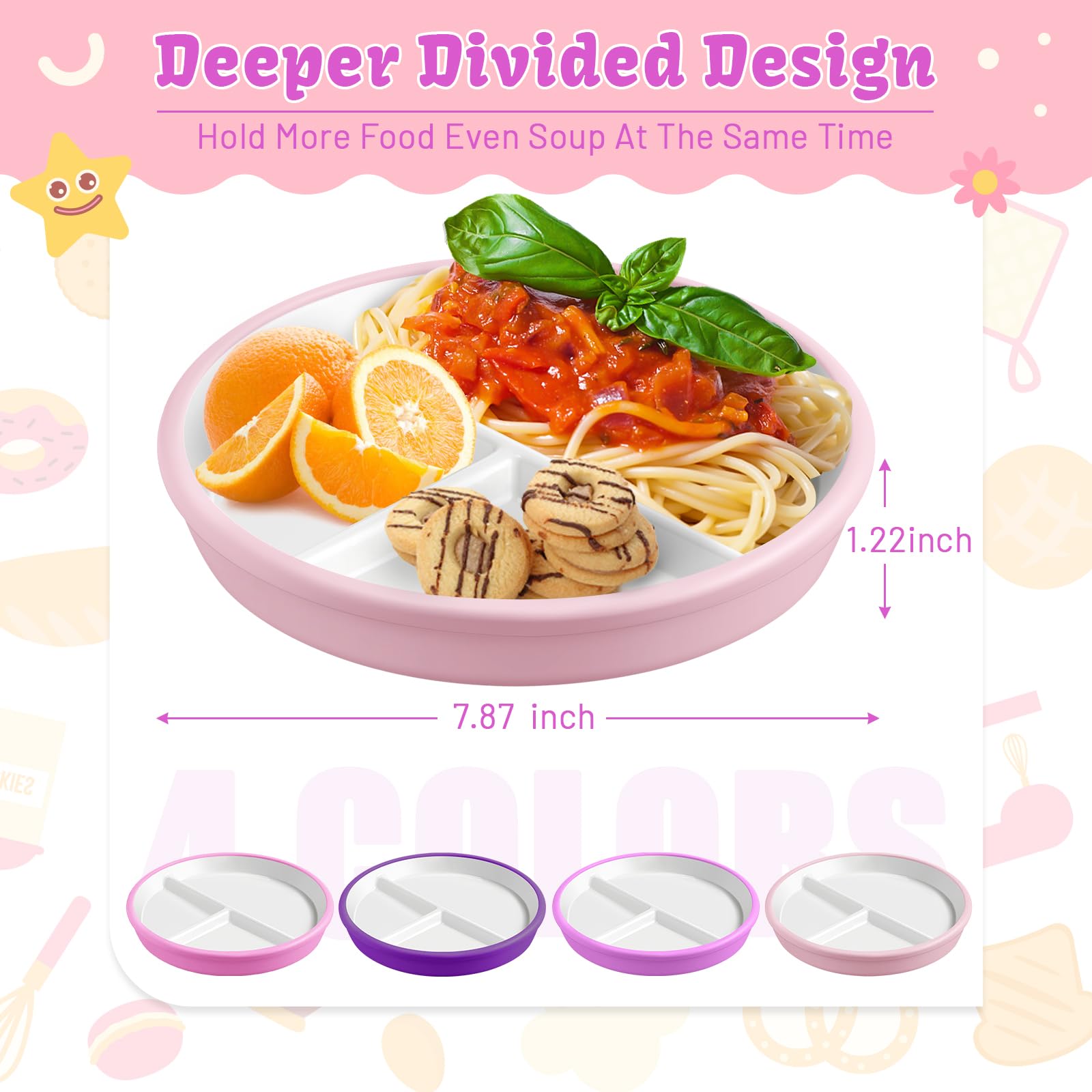 Domensi divided porcelain plate shows sections for balanced meals and easier portioning.