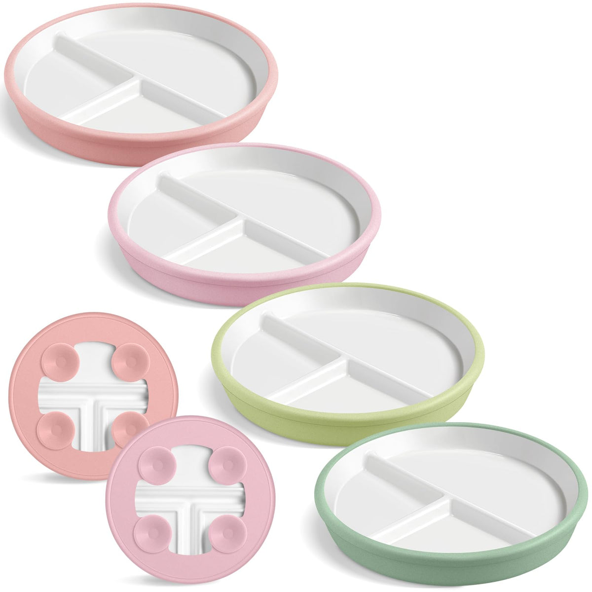 Domensi kids porcelain plates with silicone sleeve offer a secure grip for mess-free feeding.