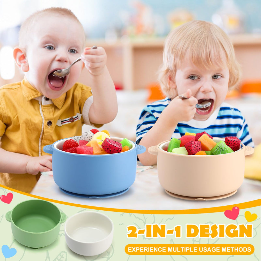 Domensi Morandi color bowls offer cheerful, kid-friendly dining visuals.
