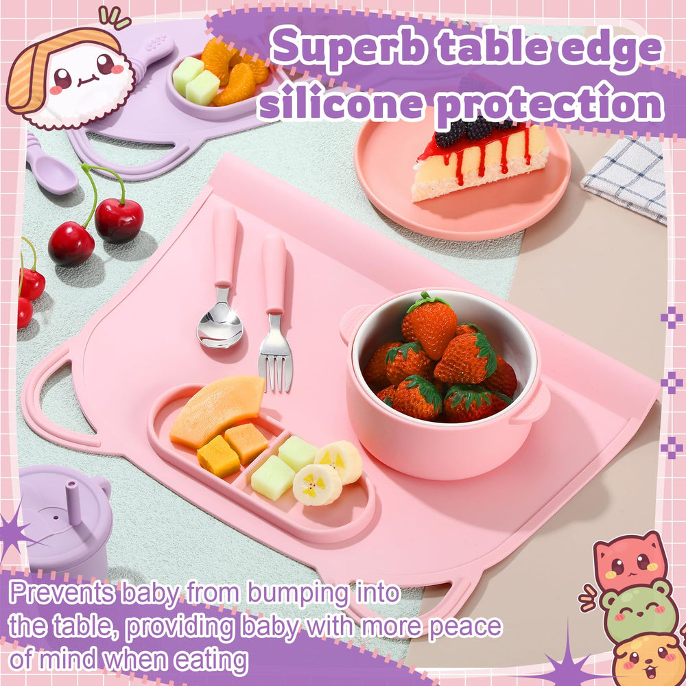 Domensi placemat non-slip bottom highlights stable table dining for kids.