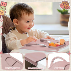 Domensi placemat with suction cups and bumper edge for stable table setup.