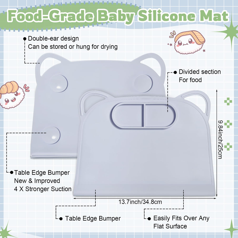 Domensi placemat teething edge bumper close-up demonstrates chew-friendly edge.