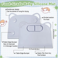 Domensi placemat teething edge bumper close-up demonstrates chew-friendly edge.