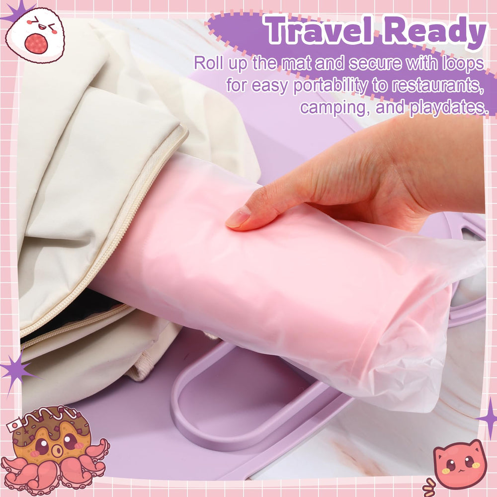 Domensi placemat teething edge provides a gentle bumper for teething-friendly meals.