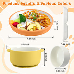 Domensi porcelain divided plate with compartments for balanced portions