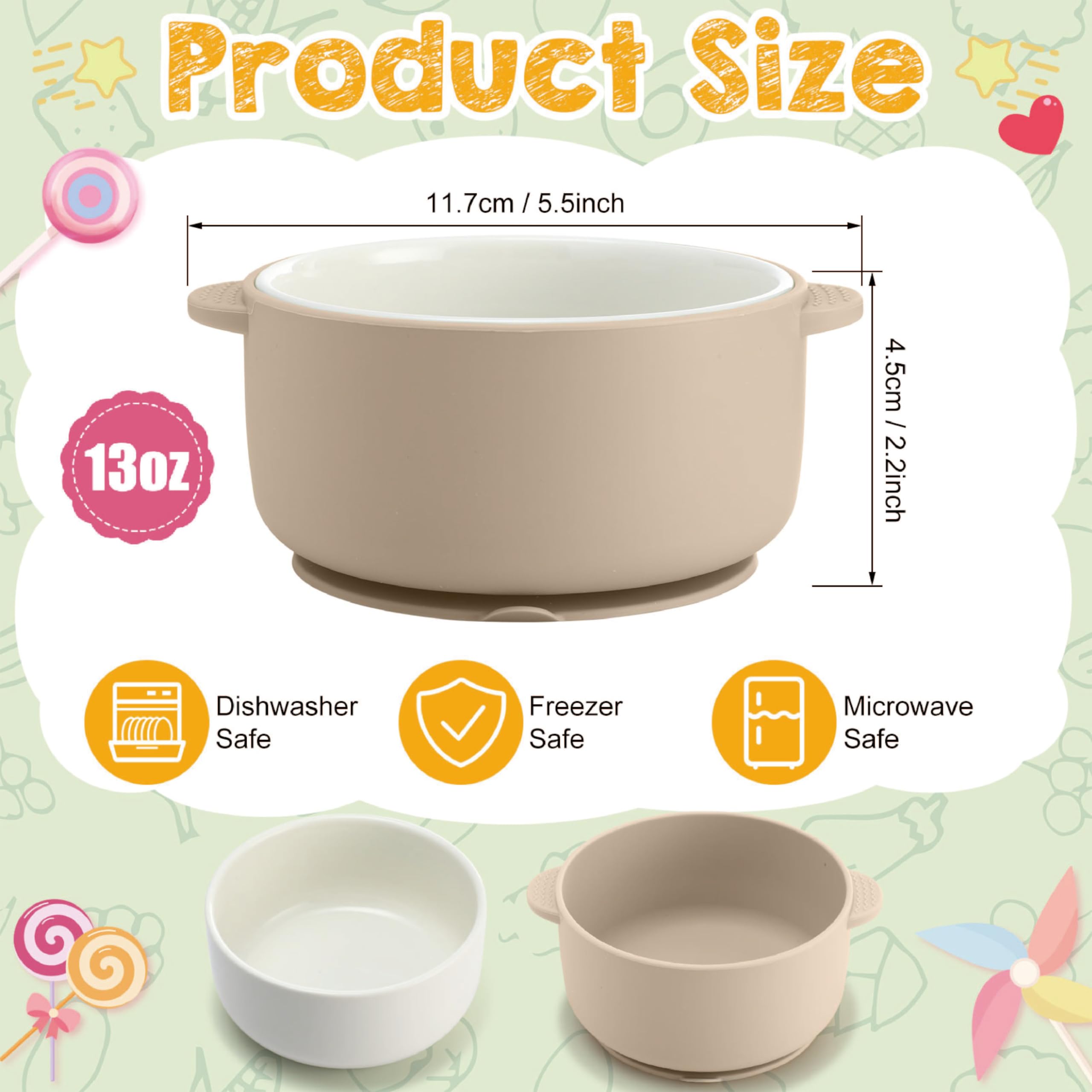 Domensi silicone-shell removable bowl for easy cleaning and safe serving.