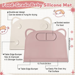 Domensi beige silicone suction placemat with non-slip grip for easy meals.