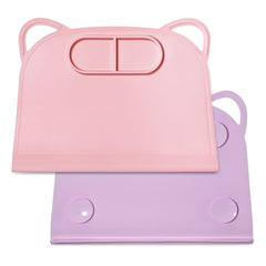 Domensi silicone suction placemat pink shows secure non-slip dining surface for kids.