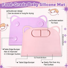 Domensi silicone suction placemat purple keeps meals tidy with strong suction.