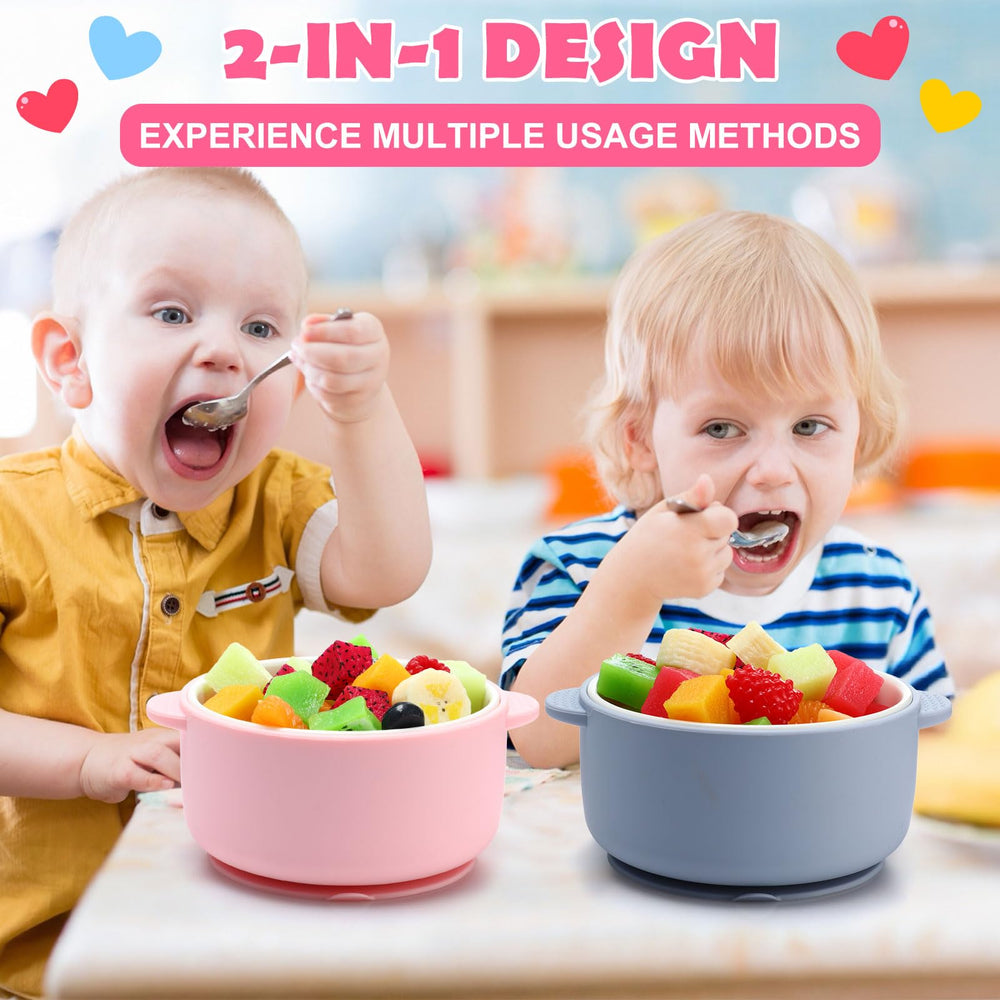 Domensi suction sleeves offer anti-slip grip to minimize spills during feeding.
