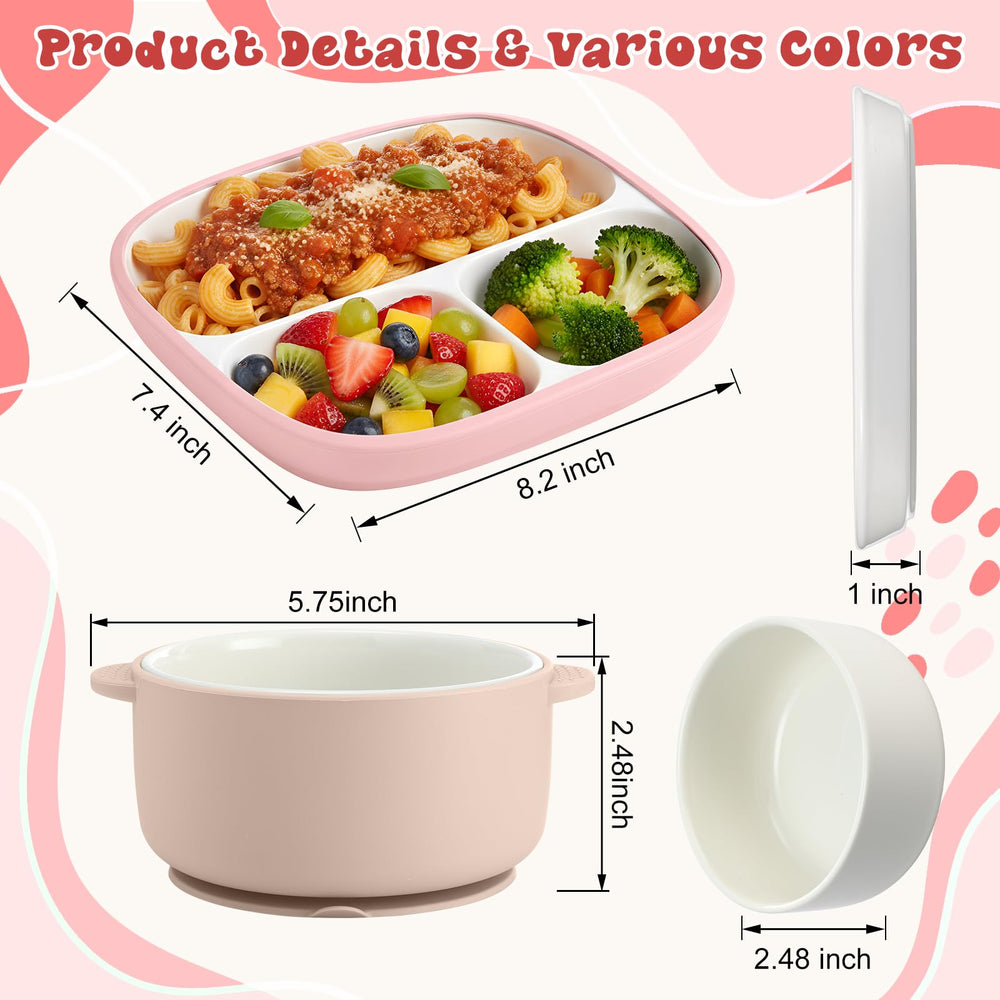 Domensi toddler divided plate with compartments for balanced meals