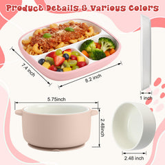 Domensi toddler divided plate with compartments for balanced meals