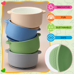 Domensi toddler porcelain bowl with anti-slip base helps prevent spills.