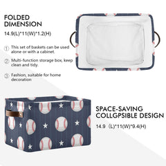 DOMIKING rectangular storage bin durable canvas exterior with PU leather handles.
