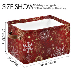 DOMIKING rectangular Christmas storage bin side view with easy-to-grip handles for transport