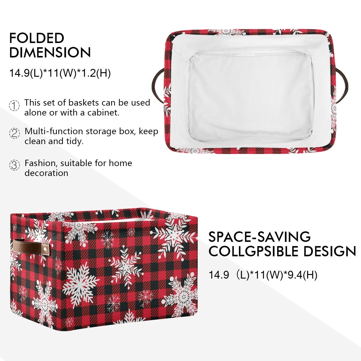 DOMIKING collapsible storage bin folds flat for space-saving storage when not in use.
