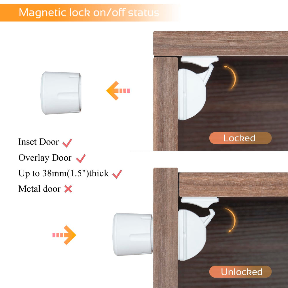 DOMILE locks installed on kitchen cabinet for hazard protection