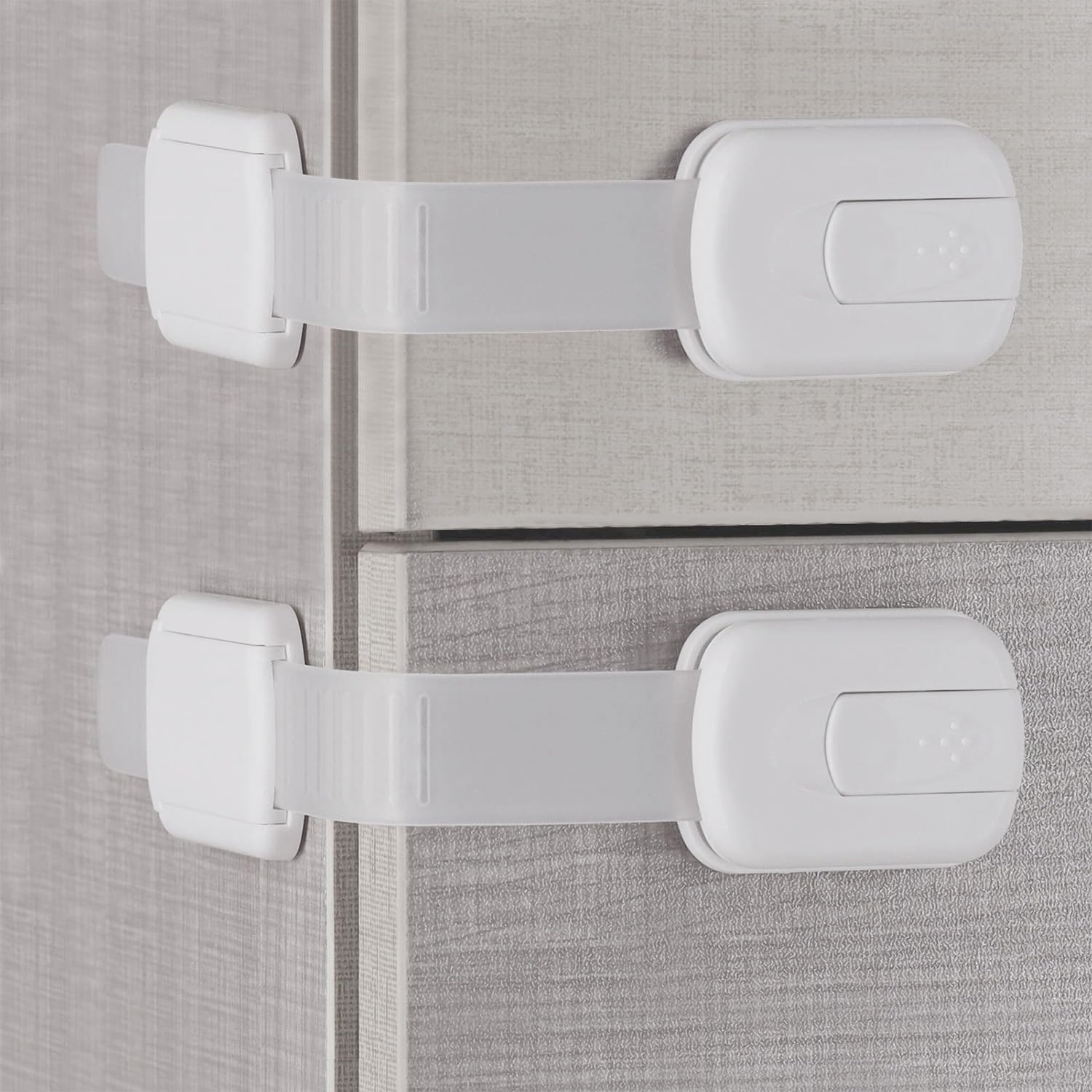 DOMILE safety locks with adhesive demonstrate no-drill installation on various surfaces