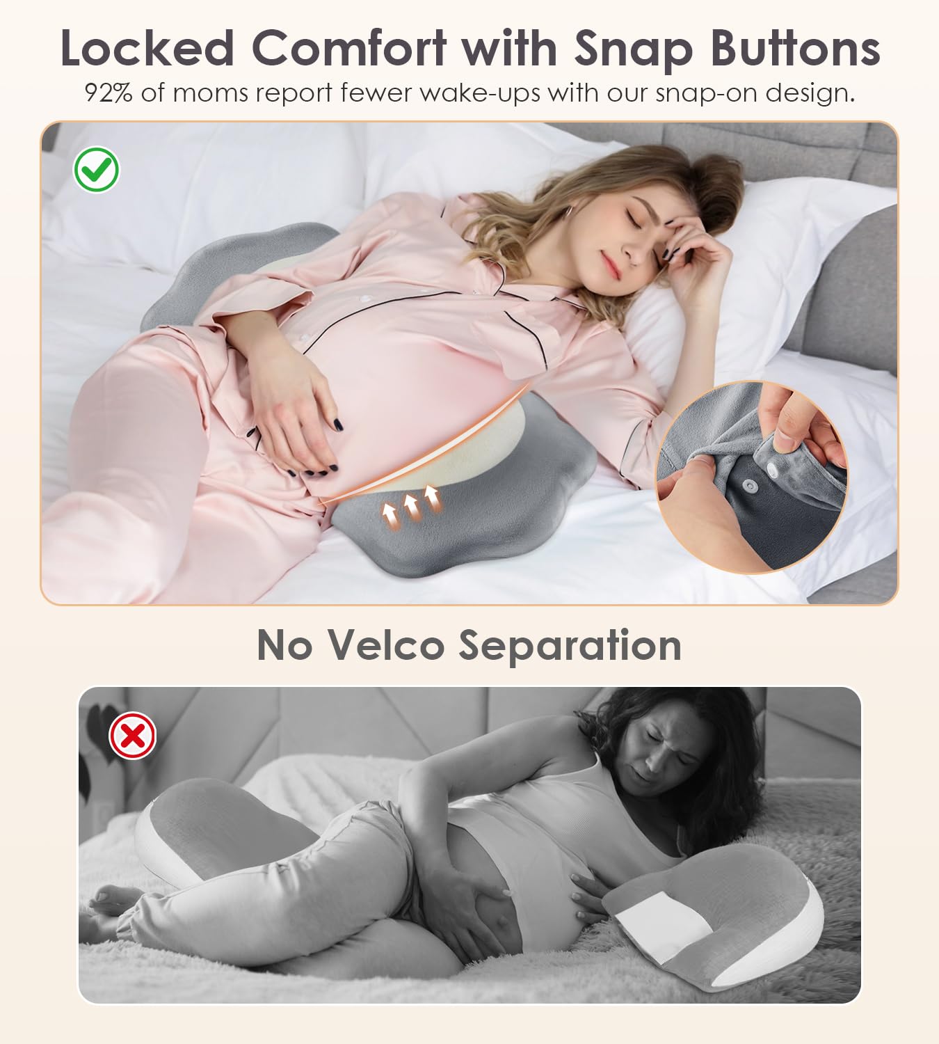 DONAMA adjustable width with extendable sides fits changing belly shape for comfort.