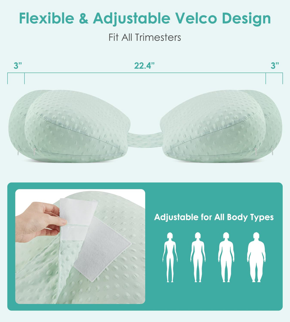 DONAMA pregnancy pillow adjustable length helps customize comfort for different body types
