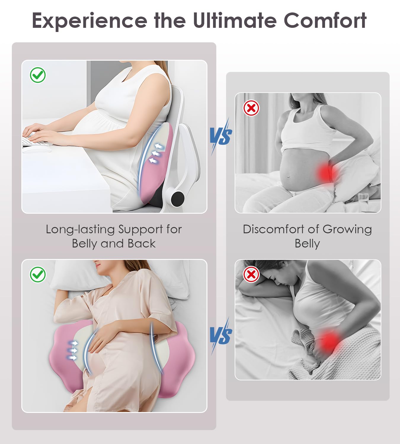 DONAMA pregnancy pillow adjustable width with extendable sides for growing belly.