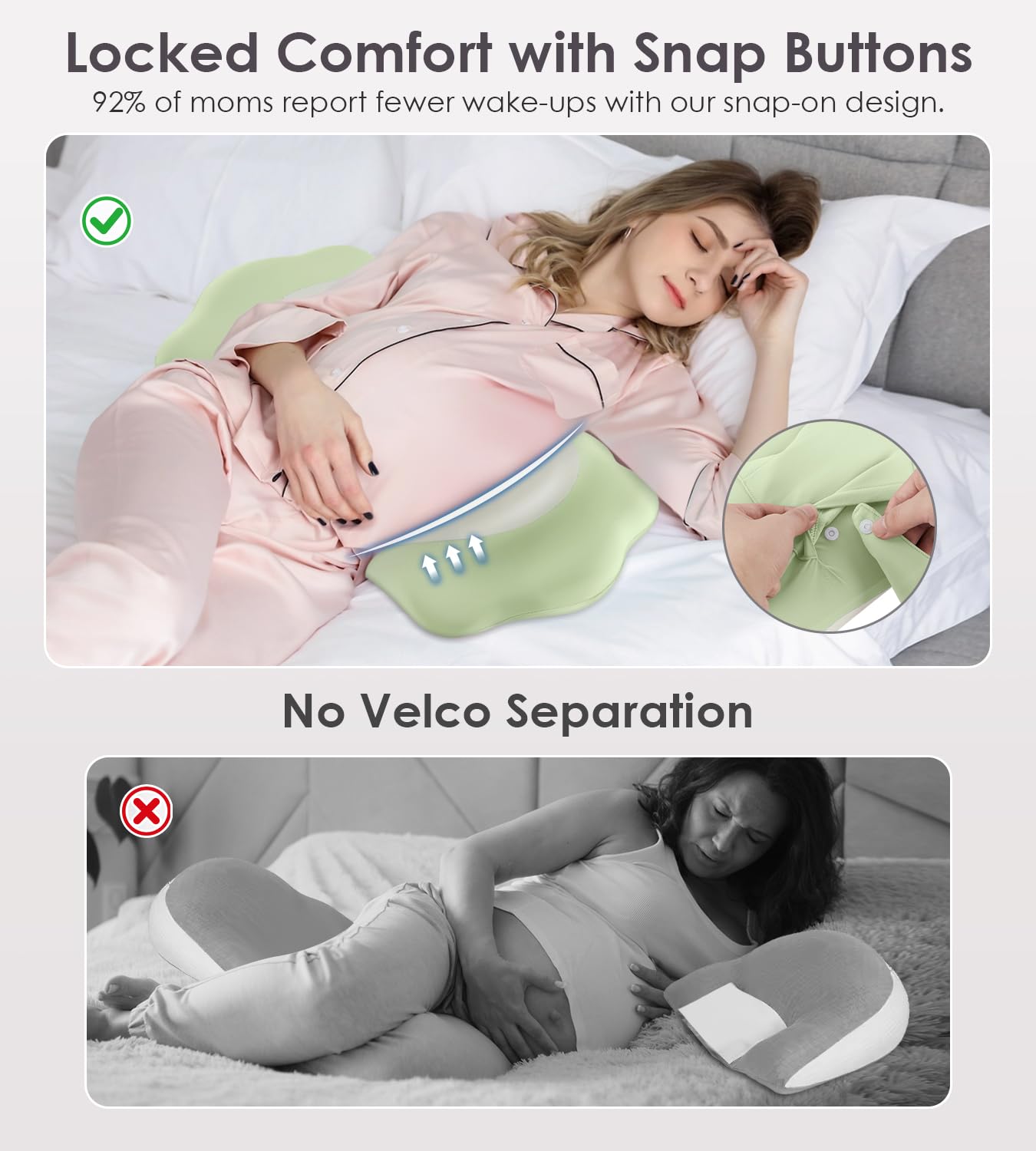 DONAMA pregnancy pillow icy-silk cooling fabric keeps sleeper cool and sweat-free.