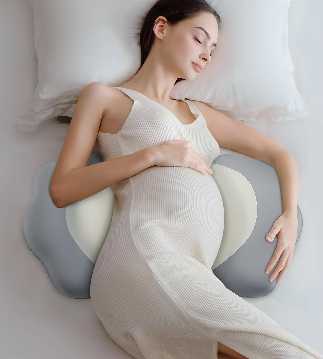 DONAMA pregnancy pillow memory foam core supports back and belly