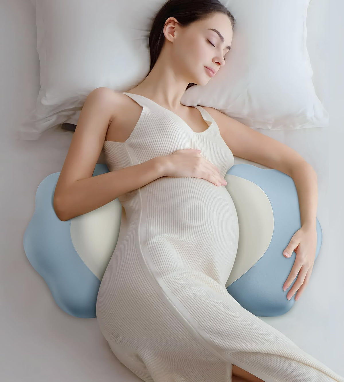 DONAMA pregnancy pillow memory foam core adapts to curves for back support