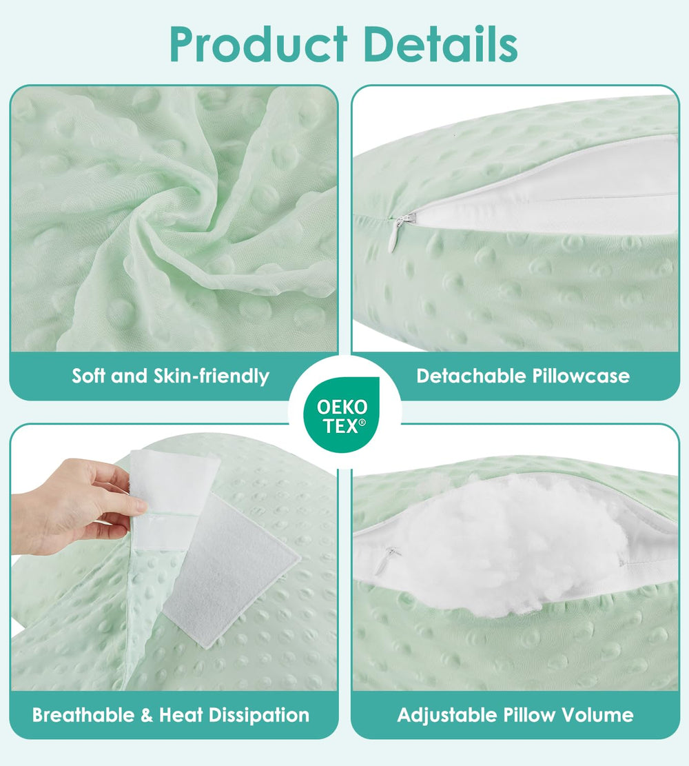 DONAMA pregnancy pillow supports multiple sleeping positions with ergonomic slope for comfort throughout pregnancy